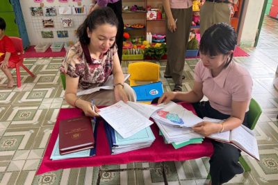 Thực hiện kế hoạch nhiệm vụ năm học 2025–2026, Trường Mầm non Giao Phong tổ chức kiểm tra chất lượng cuối học kì II đối với các nhóm lớp trong nhà trường